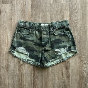 Free People We The Free Camo Denim Shorts
